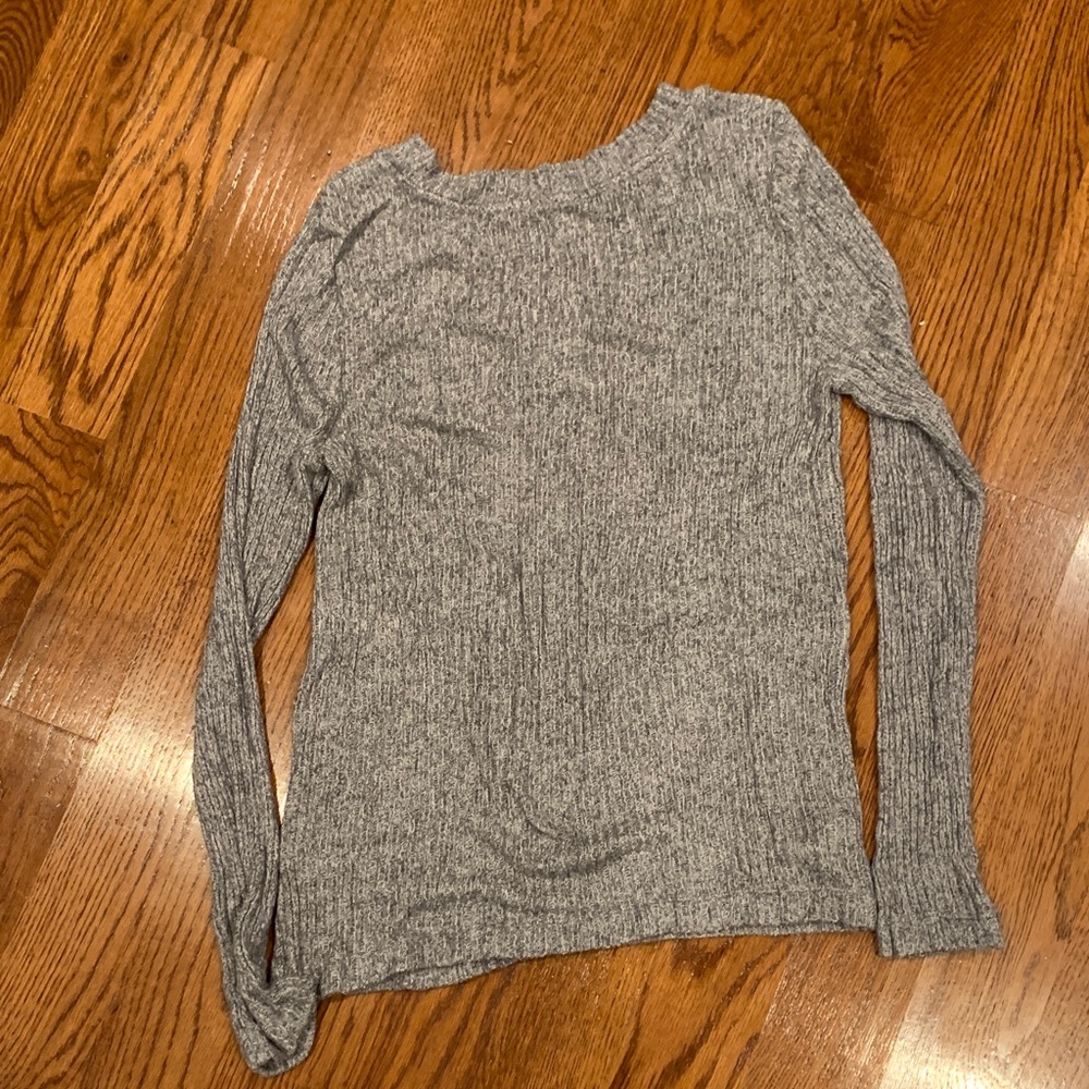 LOFT Charcoal Long Sleeve Henley Top - Picture 5 of 5